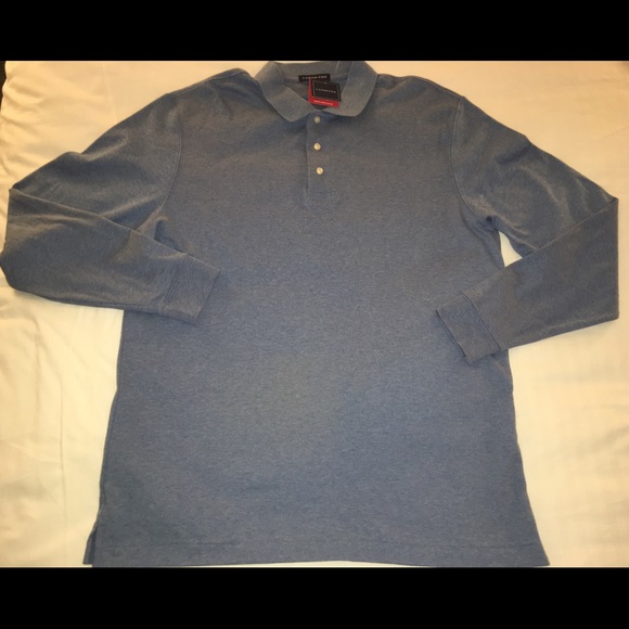 Lands' End | Shirts | Lands End Ls Mens Blue Performance Polo Shirt L ...